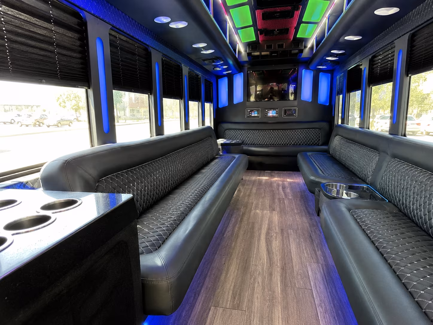 boca raton 15 passenger party bus inside