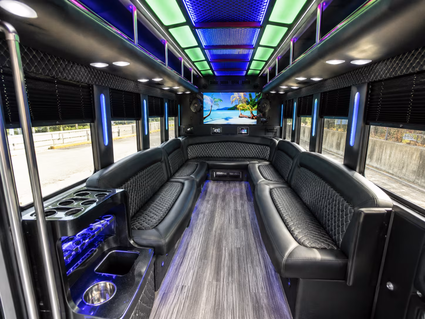 boca raton 18 passenger party bus inside