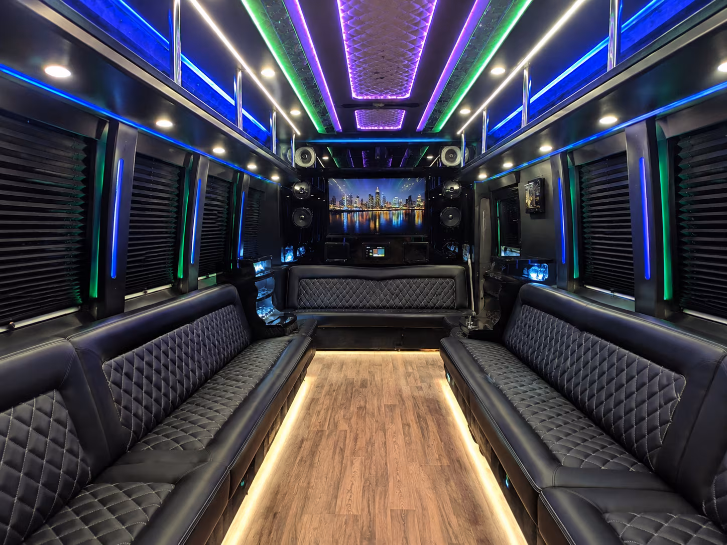 boca raton 25 passenger party bus interior