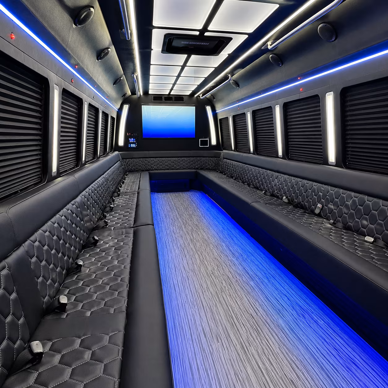 boca raton 50 passenger party bus inside